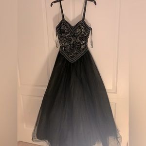 Size 4 long formal black beaded gown